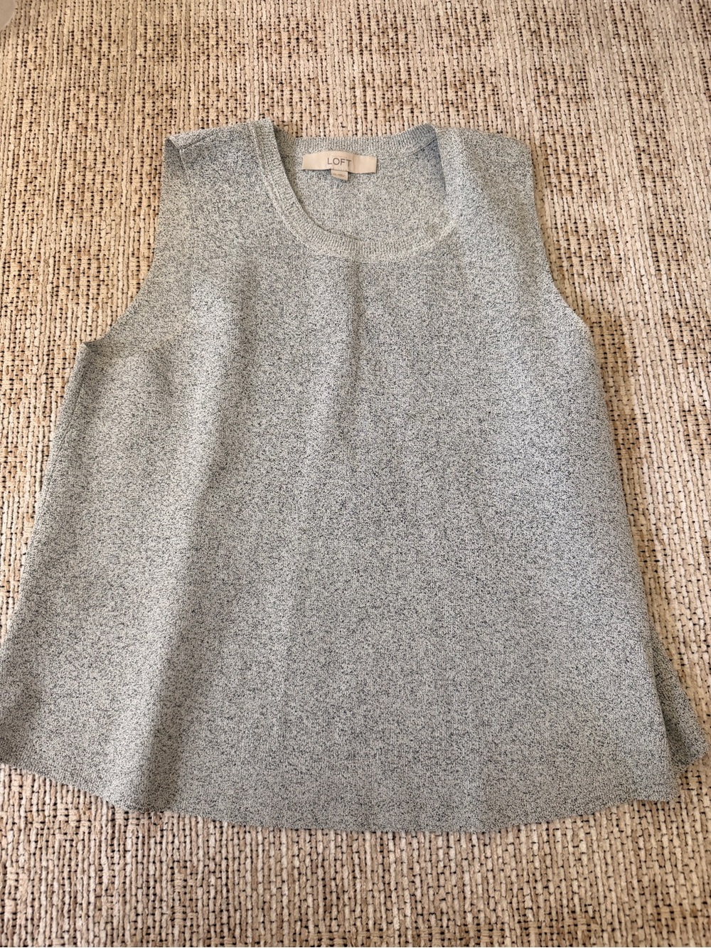 LOFT Light Gray Textured Knit Sleeveless Tank